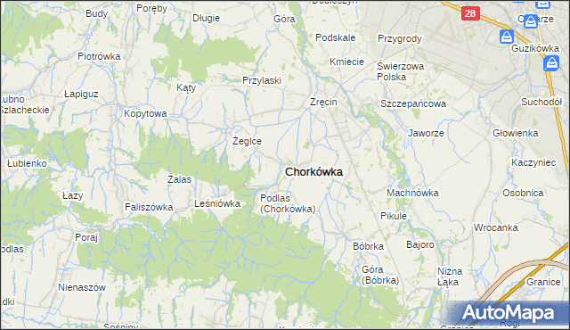 mapa Chorkówka, Chorkówka na mapie Targeo