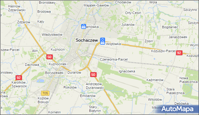 mapa Czerwonka-Parcel, Czerwonka-Parcel na mapie Targeo