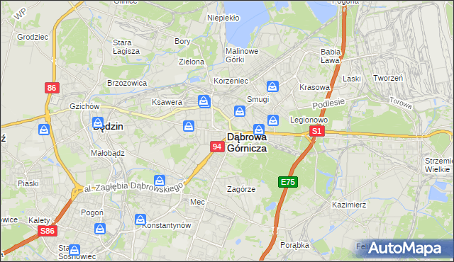 mapa Dąbrowa Górnicza, Dąbrowa Górnicza na mapie Targeo