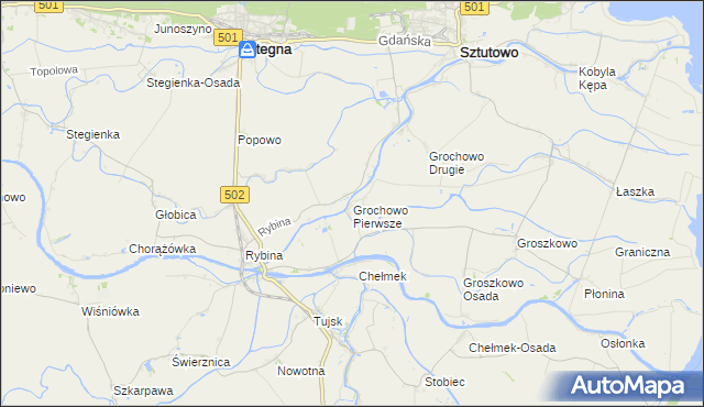 mapa Grochowo Pierwsze, Grochowo Pierwsze na mapie Targeo