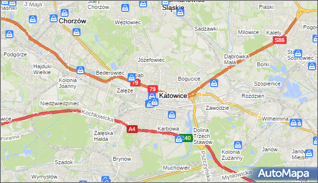 mapa Katowic, Katowice na mapie Targeo