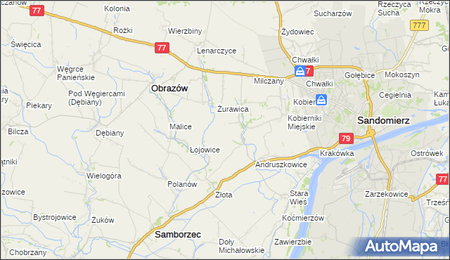 mapa Kolonie gmina Samborzec, Kolonie gmina Samborzec na mapie Targeo