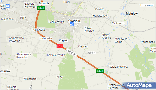 mapa Krępiec gmina Mełgiew, Krępiec gmina Mełgiew na mapie Targeo