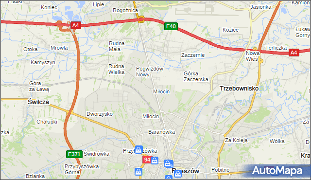 mapa Miłocin gmina Głogów Małopolski, Miłocin gmina Głogów Małopolski na mapie Targeo