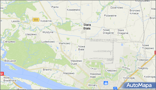 mapa Nowa Biała gmina Stara Biała, Nowa Biała gmina Stara Biała na mapie Targeo