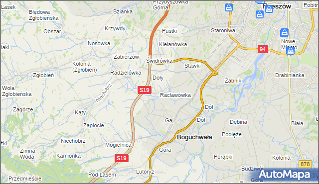 mapa Racławówka, Racławówka na mapie Targeo