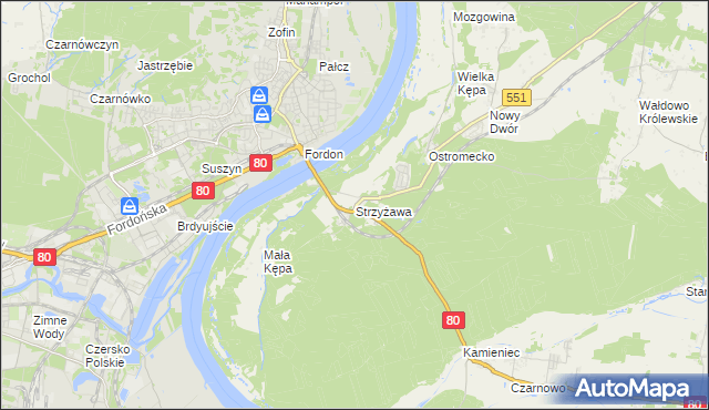 mapa Strzyżawa, Strzyżawa na mapie Targeo