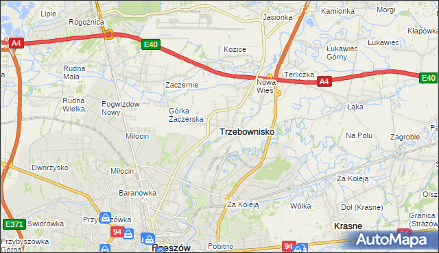 mapa Trzebownisko, Trzebownisko na mapie Targeo