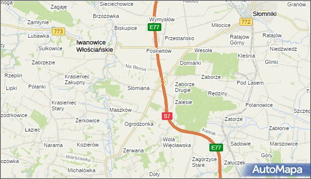 mapa Widoma gmina Iwanowice, Widoma gmina Iwanowice na mapie Targeo