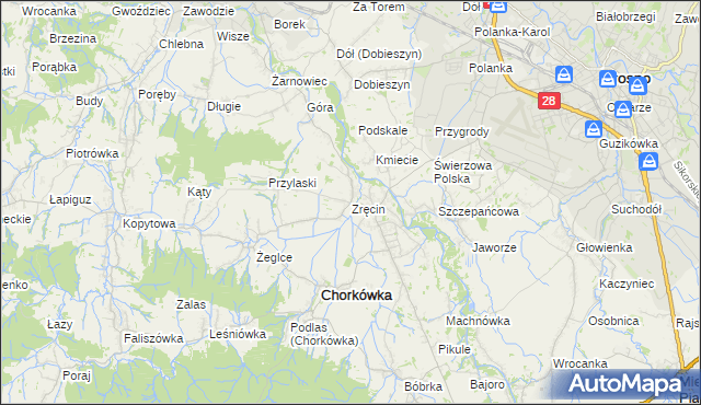 mapa Zręcin, Zręcin na mapie Targeo