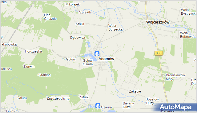mapa Adamów powiat łukowski, Adamów powiat łukowski na mapie Targeo