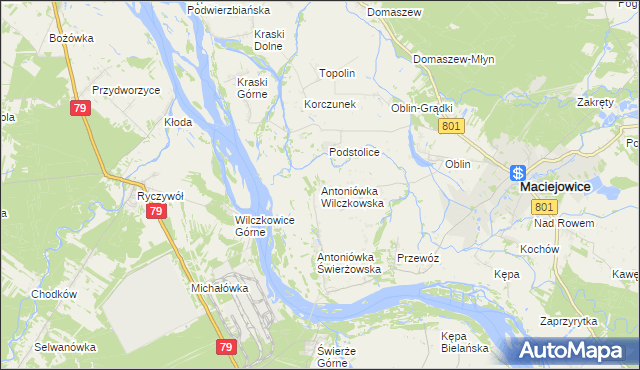 mapa Antoniówka Wilczkowska, Antoniówka Wilczkowska na mapie Targeo