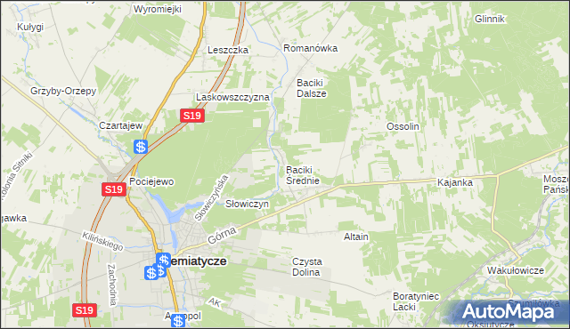 mapa Baciki Średnie, Baciki Średnie na mapie Targeo