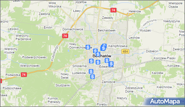 mapa Bełchatów, Bełchatów na mapie Targeo