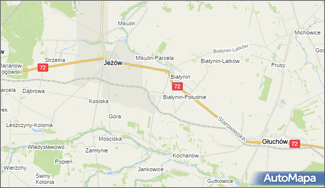 mapa Białynin-Południe, Białynin-Południe na mapie Targeo