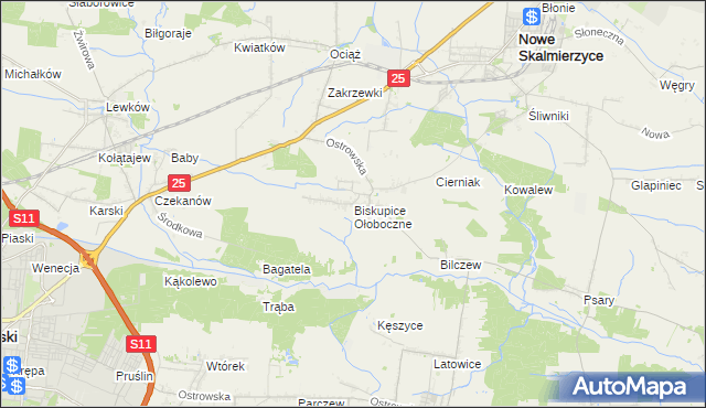 mapa Biskupice Ołoboczne, Biskupice Ołoboczne na mapie Targeo