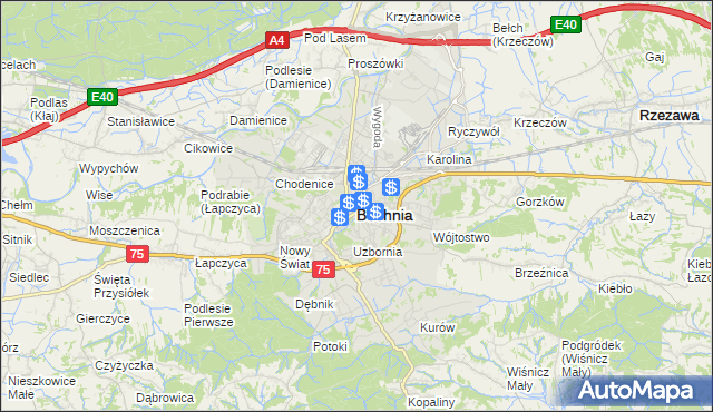 mapa Bochni, Bochnia na mapie Targeo