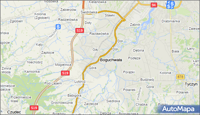 mapa Boguchwała powiat rzeszowski, Boguchwała powiat rzeszowski na mapie Targeo
