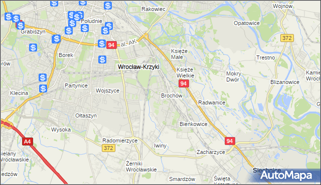 mapa Brochów gmina Wrocław, Brochów gmina Wrocław na mapie Targeo