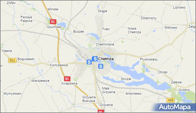 mapa Chełmża, Chełmża na mapie Targeo