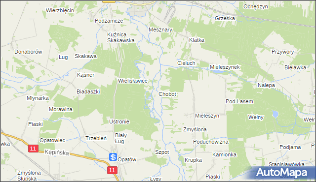 mapa Chobot gmina Bolesławiec, Chobot gmina Bolesławiec na mapie Targeo