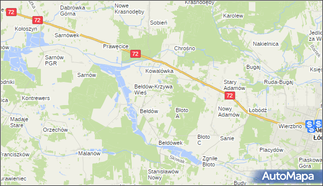 mapa Ciężków gmina Aleksandrów Łódzki, Ciężków gmina Aleksandrów Łódzki na mapie Targeo