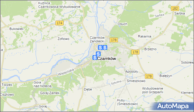 mapa Czarnków, Czarnków na mapie Targeo