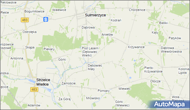 mapa Dębowiec Wielki, Dębowiec Wielki na mapie Targeo
