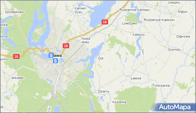 mapa Dół gmina Iława, Dół gmina Iława na mapie Targeo