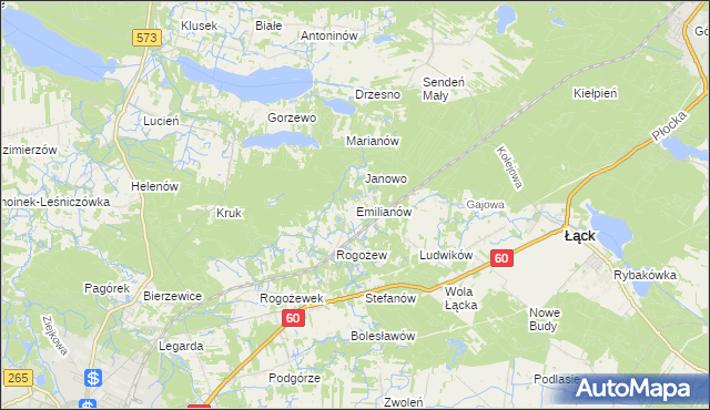mapa Emilianów gmina Gostynin, Emilianów gmina Gostynin na mapie Targeo