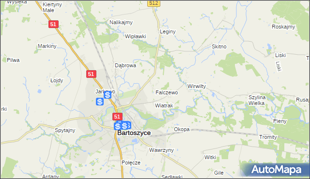 mapa Falczewo, Falczewo na mapie Targeo