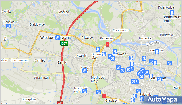 mapa Gądów Mały, Gądów Mały na mapie Targeo