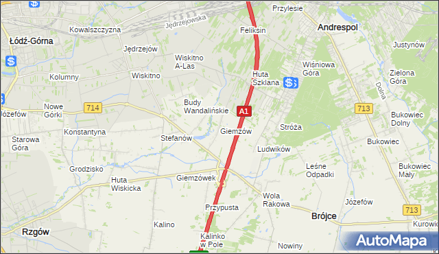 mapa Giemzów, Giemzów na mapie Targeo