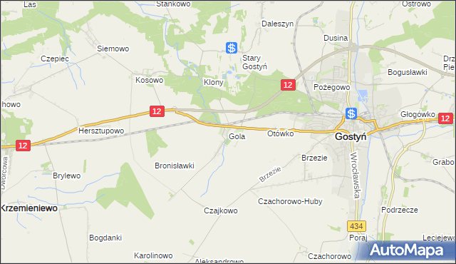 mapa Gola gmina Gostyń, Gola gmina Gostyń na mapie Targeo