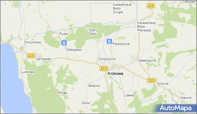 mapa Goszczyno gmina Krokowa, Goszczyno gmina Krokowa na mapie Targeo