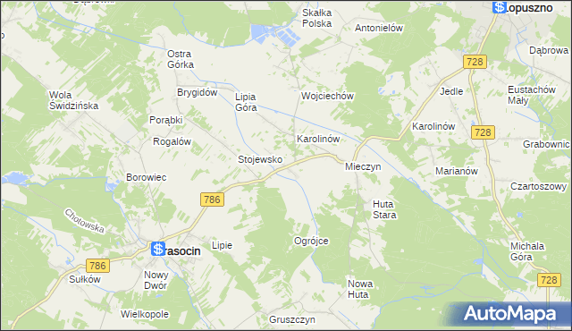 mapa Jakubów gmina Krasocin, Jakubów gmina Krasocin na mapie Targeo