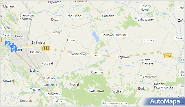 mapa Jasin gmina Rypin, Jasin gmina Rypin na mapie Targeo