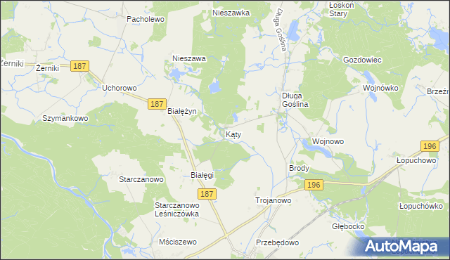 mapa Kąty gmina Murowana Goślina, Kąty gmina Murowana Goślina na mapie Targeo