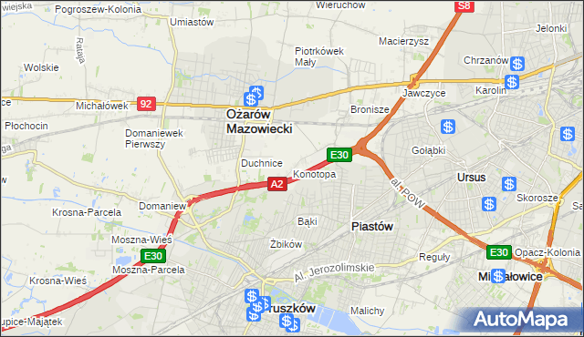 mapa Konotopa gmina Ożarów Mazowiecki, Konotopa gmina Ożarów Mazowiecki na mapie Targeo