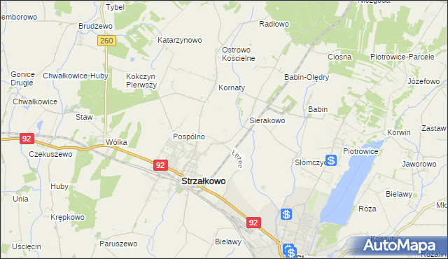 mapa Kornaty-Huby, Kornaty-Huby na mapie Targeo