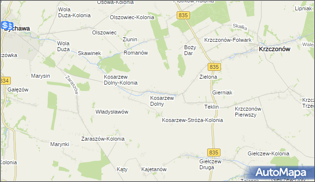 mapa Kosarzew Górny, Kosarzew Górny na mapie Targeo