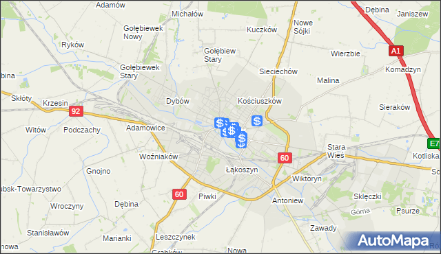 mapa Kutno, Kutno na mapie Targeo