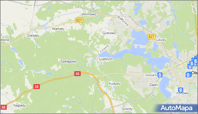 mapa Łupstych, Łupstych na mapie Targeo