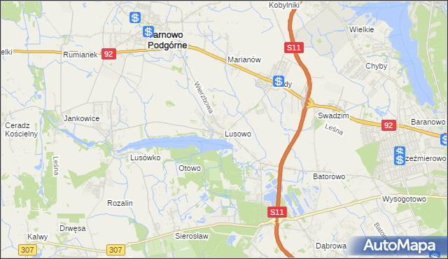 mapa Lusowo, Lusowo na mapie Targeo