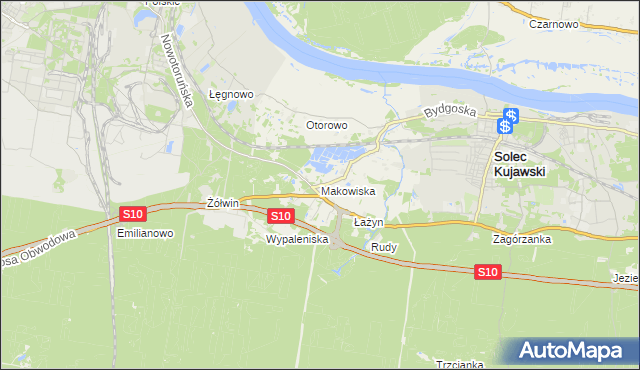 mapa Makowiska gmina Solec Kujawski, Makowiska gmina Solec Kujawski na mapie Targeo