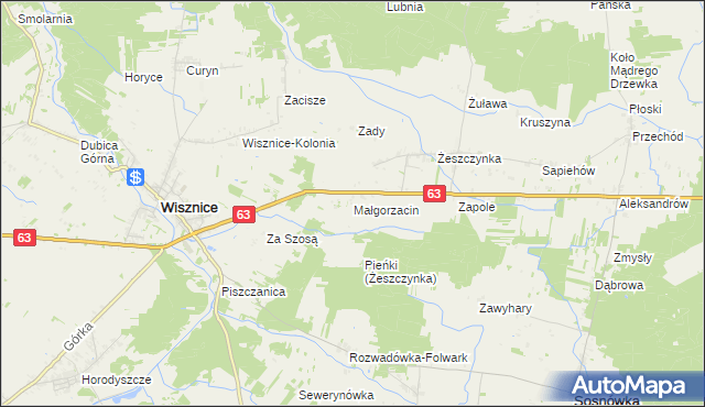 mapa Małgorzacin gmina Wisznice, Małgorzacin gmina Wisznice na mapie Targeo