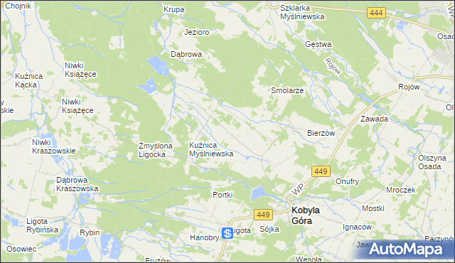 mapa Myślniew, Myślniew na mapie Targeo