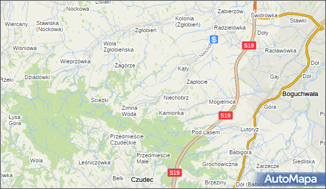 mapa Niechobrz, Niechobrz na mapie Targeo