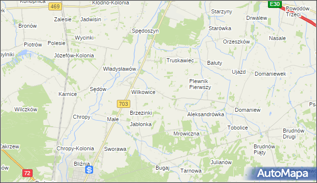 mapa Nowa Wieś gmina Wartkowice, Nowa Wieś gmina Wartkowice na mapie Targeo