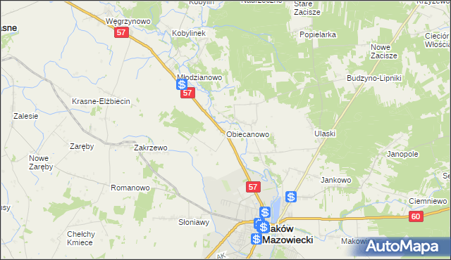 mapa Obiecanowo gmina Karniewo, Obiecanowo gmina Karniewo na mapie Targeo